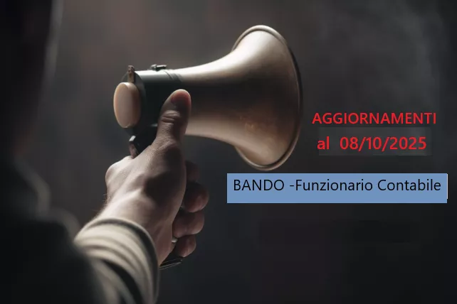 Bando di concorso pubblico per soli esami per l’assunzione, a tempo indeterminato e parziale (18 ore settimanali), di n. 1 unità nel profilo professionale di Funzionario Contabile.